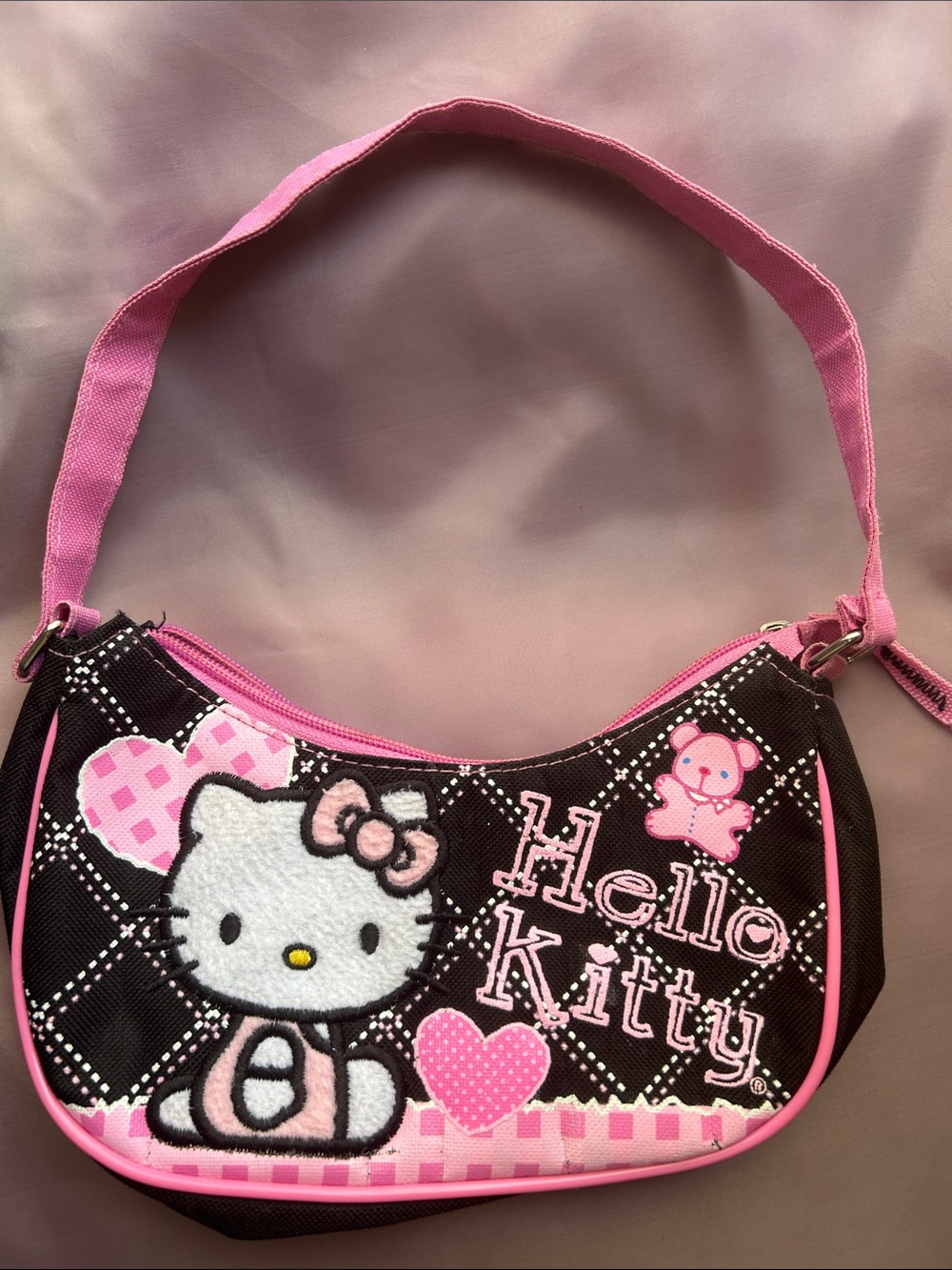 Hello Kitty Pink & Brown Kids Shoulder Bag with Heart Patch